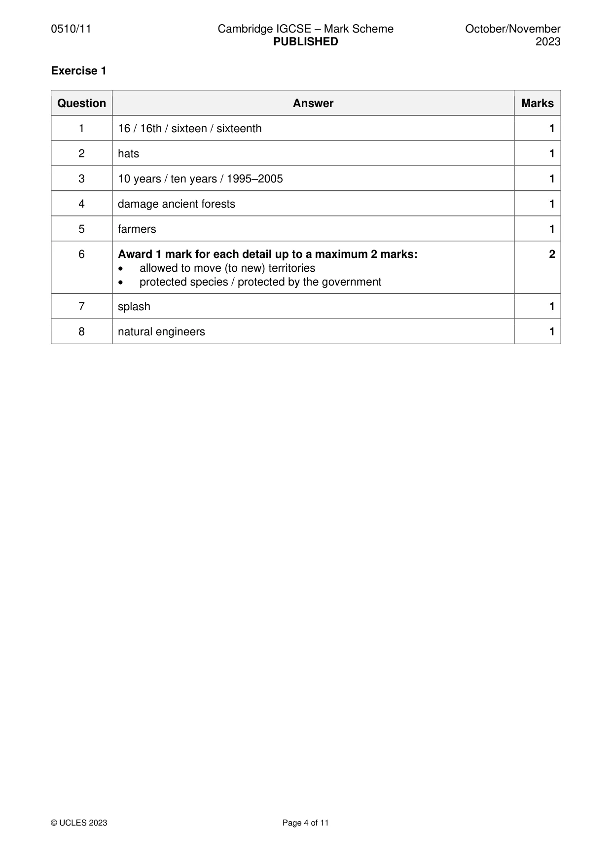 Mark scheme, page 4 of 11