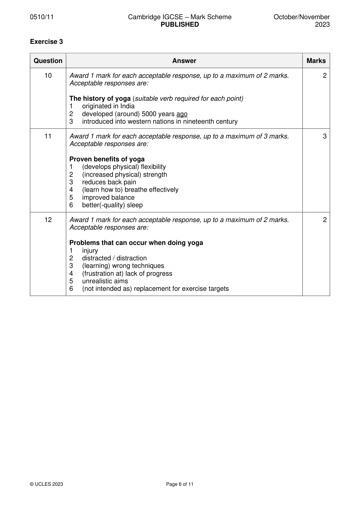 Mark scheme, page 6 of 11