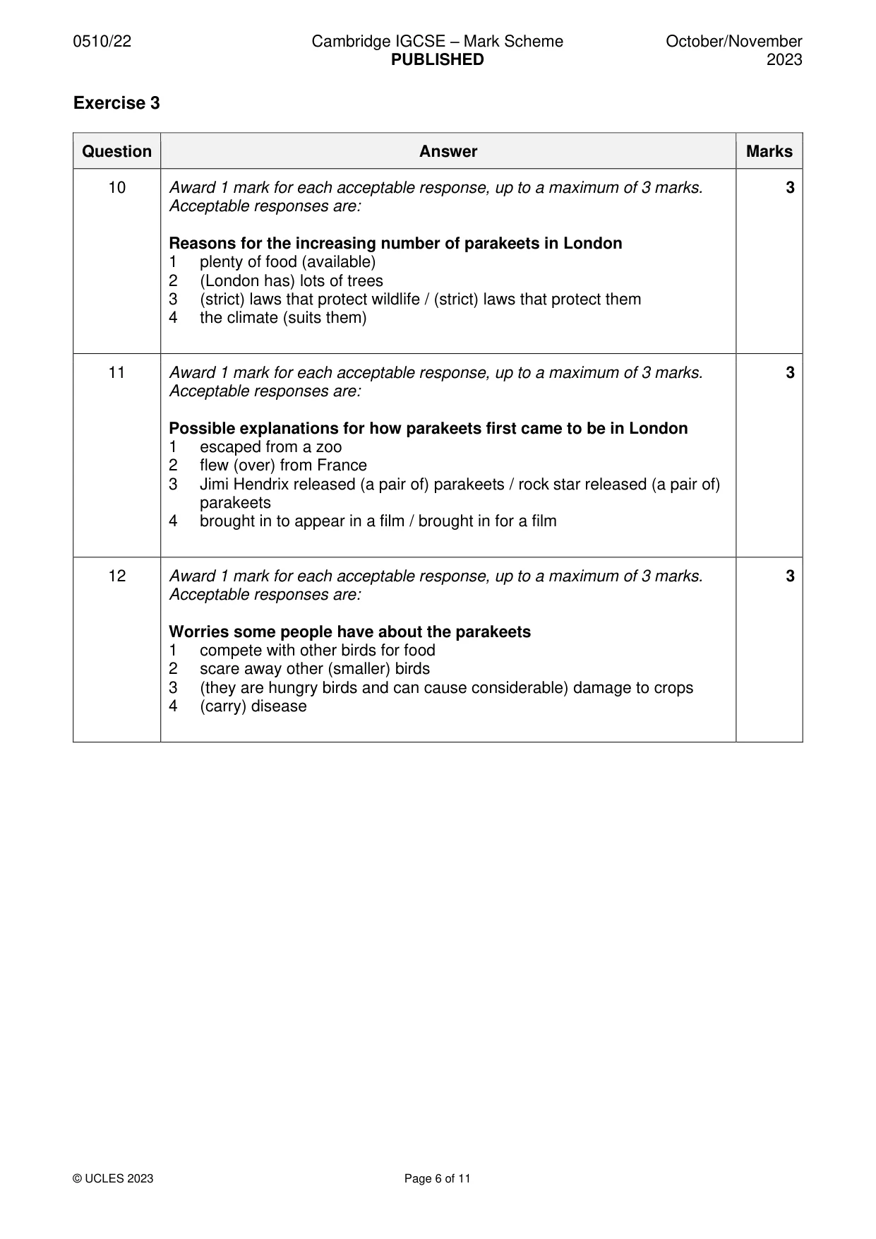 Mark scheme, page 6 of 11