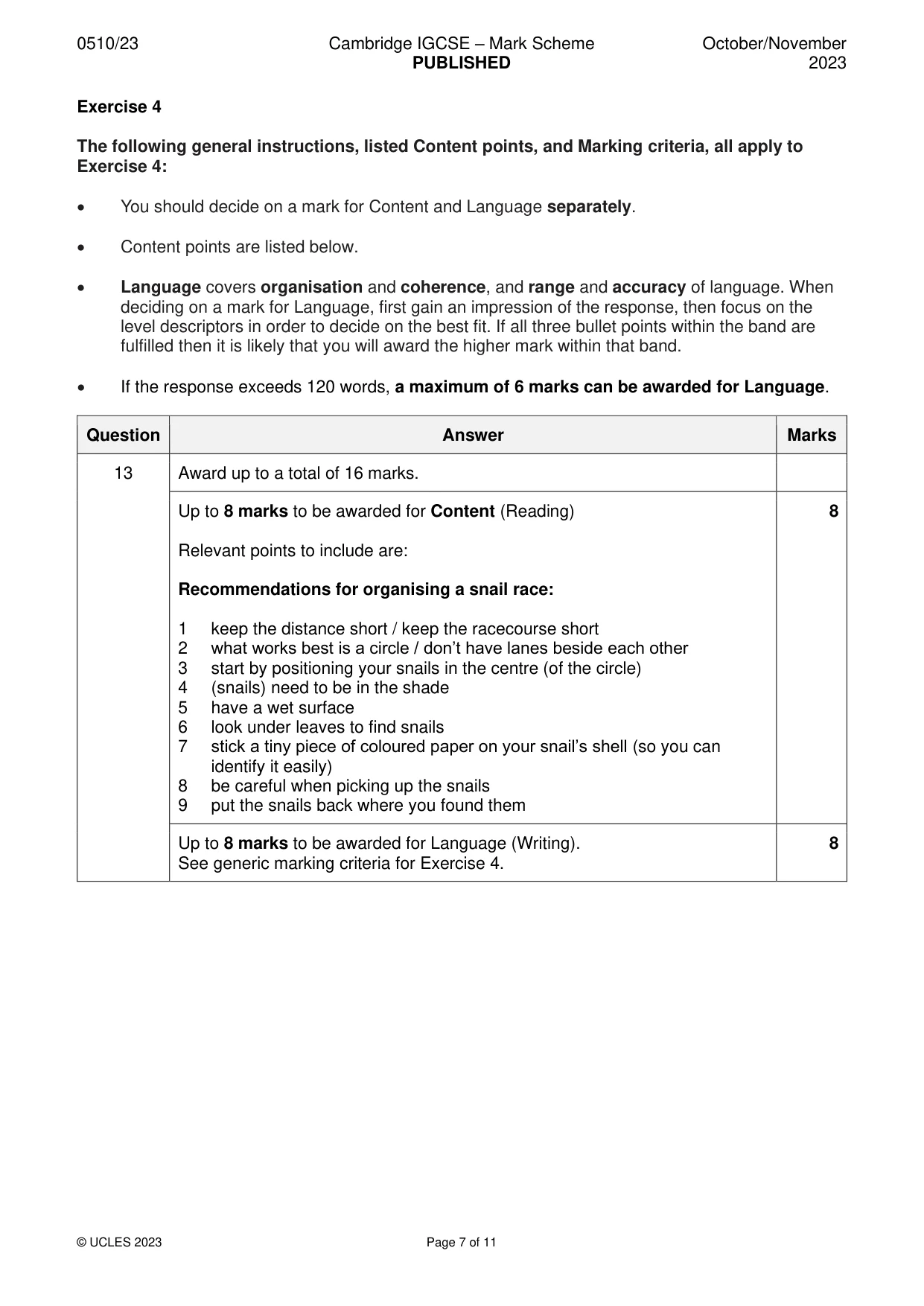 Mark scheme, page 7 of 11