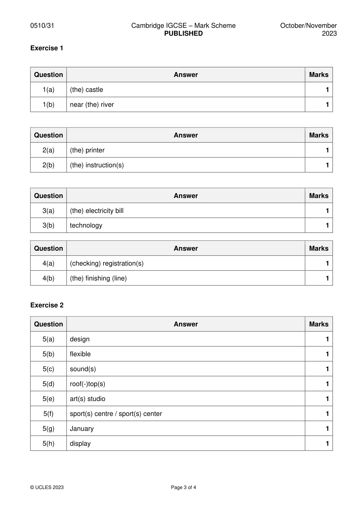 Mark scheme, page 3 of 4
