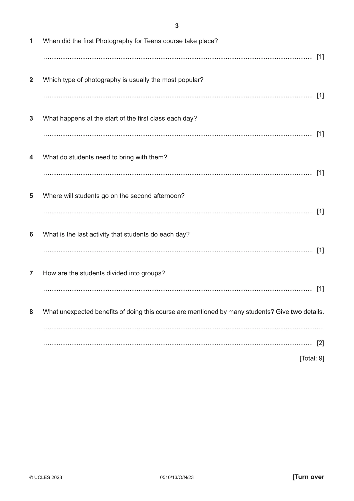 Cambridge IGCSE English - Second Language (oral endorsement) 0510 2023 Oct/Nov Paper 1 · Variant 3 question paper, page 3 of 16