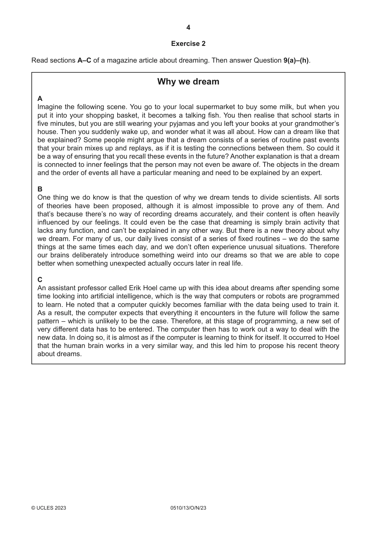 Cambridge IGCSE English - Second Language (oral endorsement) 0510 2023 Oct/Nov Paper 1 · Variant 3 question paper, page 4 of 16