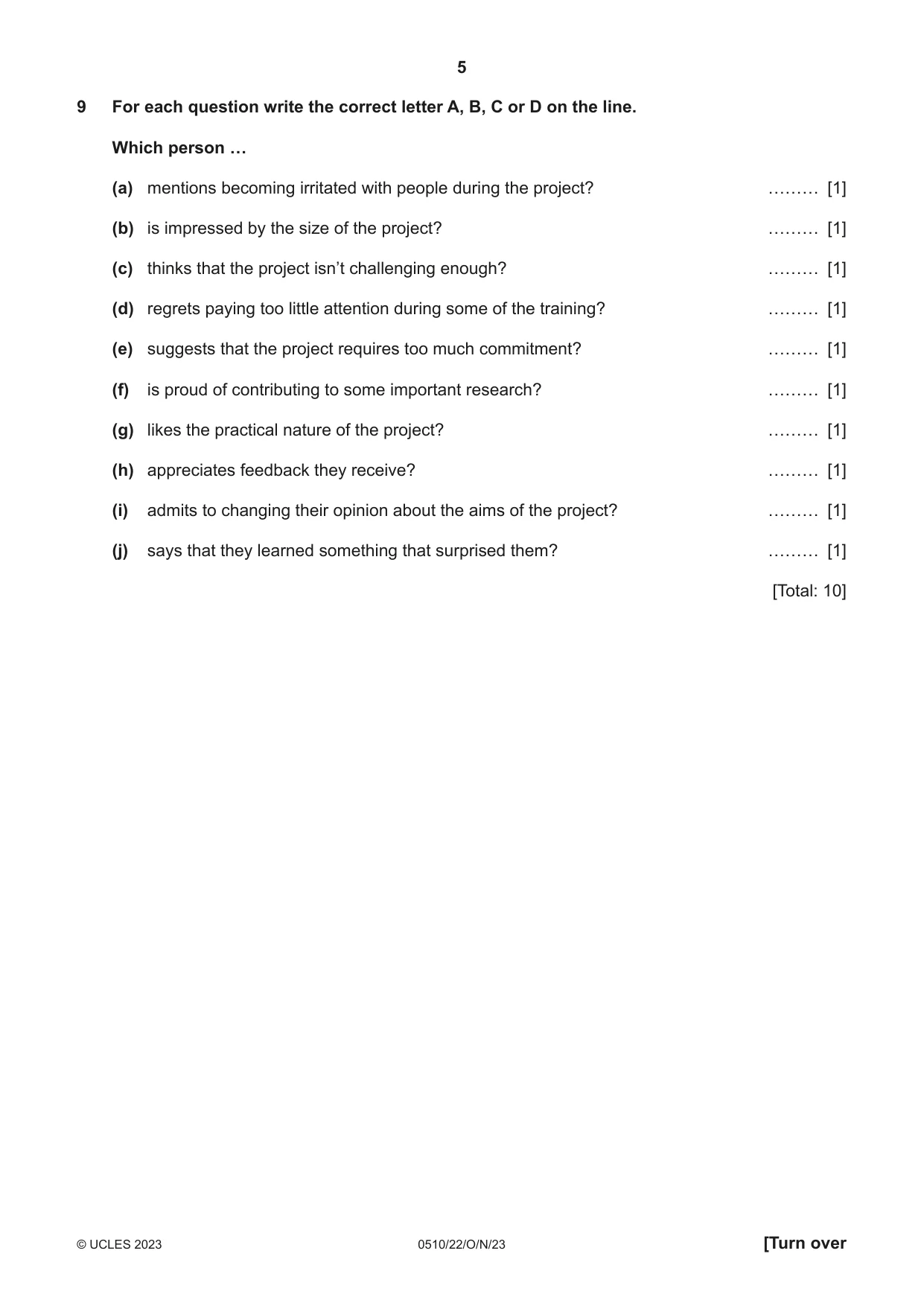 Cambridge IGCSE English - Second Language (oral endorsement) 0510 2023 Oct/Nov Paper 2 · Variant 2 question paper, page 5 of 16