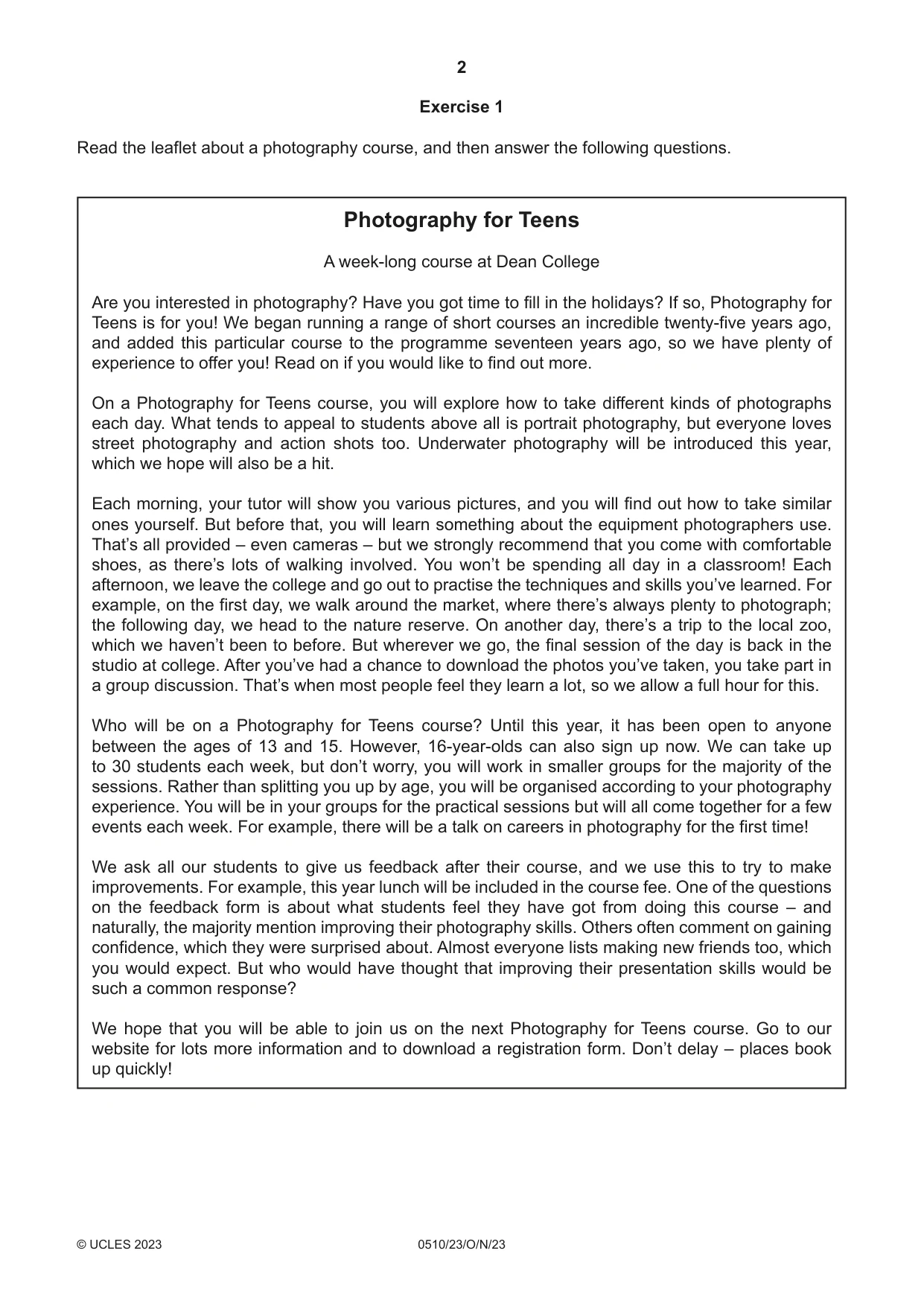 Cambridge IGCSE English - Second Language (oral endorsement) 0510 2023 Oct/Nov Paper 2 · Variant 3 question paper, page 2 of 16