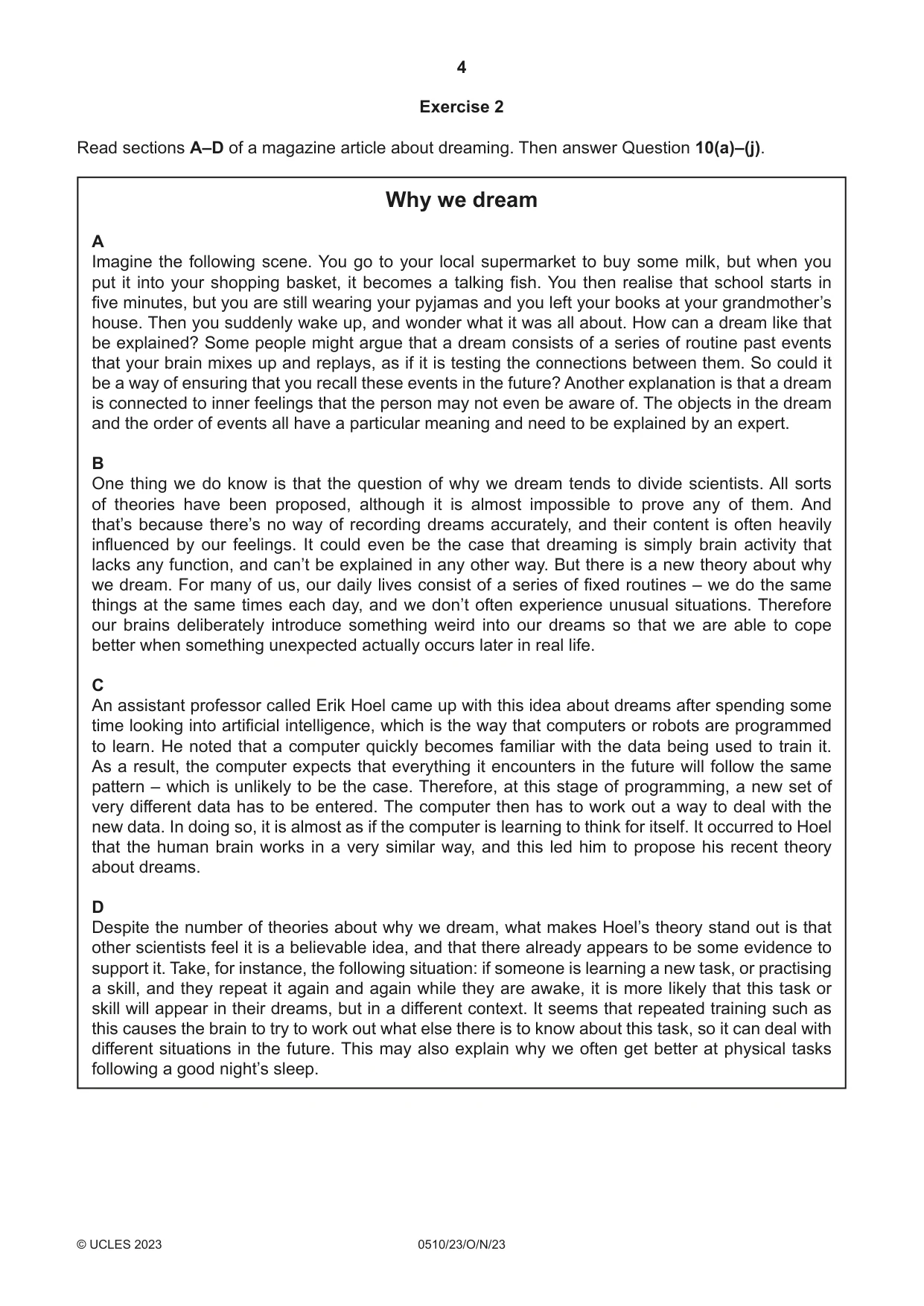 Cambridge IGCSE English - Second Language (oral endorsement) 0510 2023 Oct/Nov Paper 2 · Variant 3 question paper, page 4 of 16