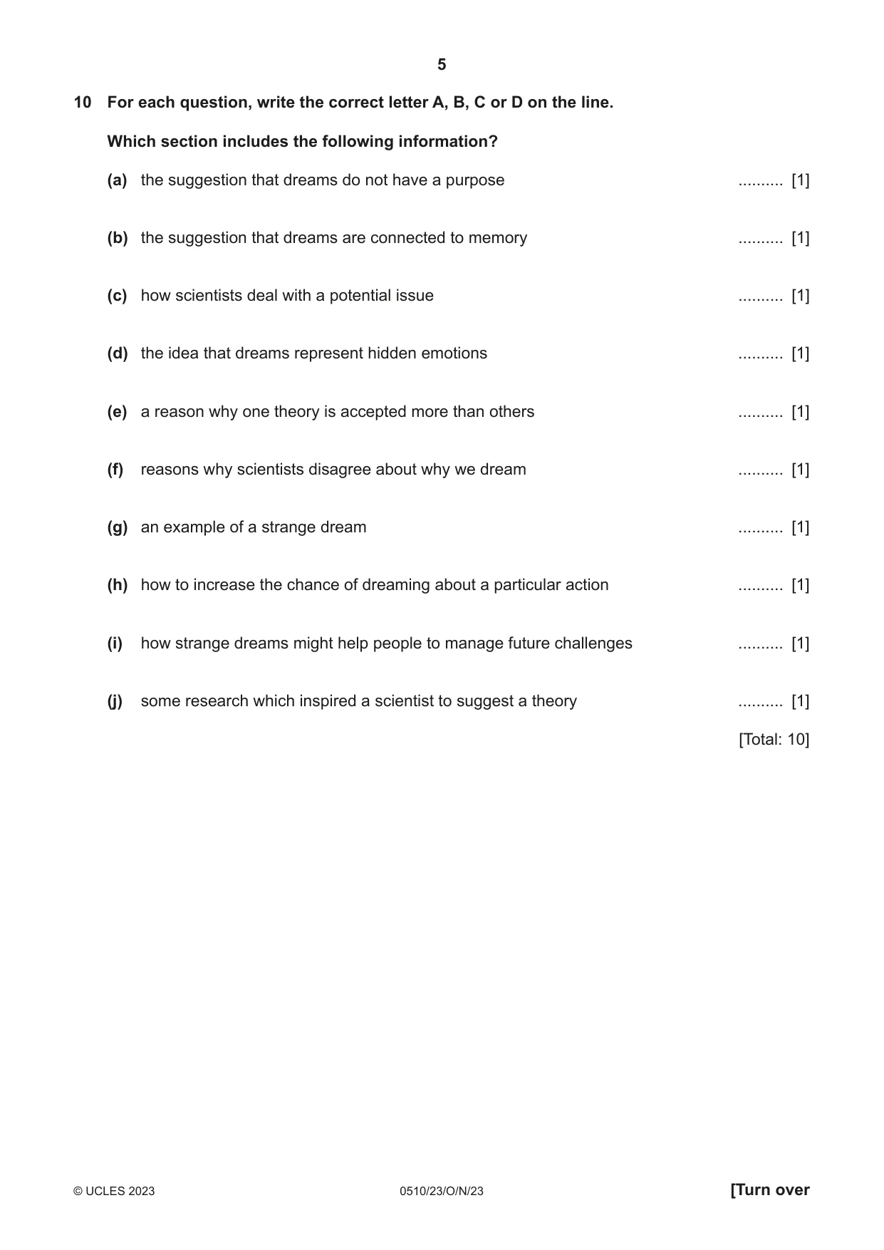 Cambridge IGCSE English - Second Language (oral endorsement) 0510 2023 Oct/Nov Paper 2 · Variant 3 question paper, page 5 of 16