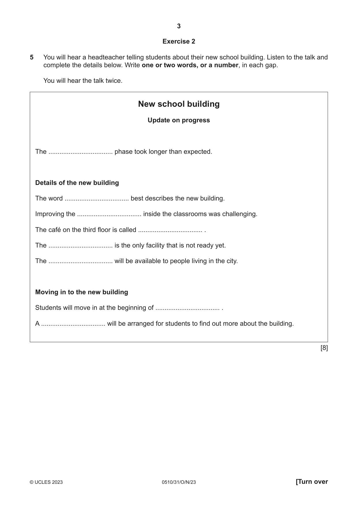 Cambridge IGCSE English - Second Language (oral endorsement) 0510 2023 Oct/Nov Paper 3 · Variant 1 question paper, page 3 of 8