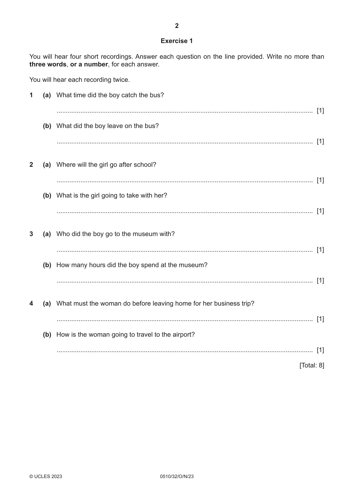Cambridge IGCSE English - Second Language (oral endorsement) 0510 2023 Oct/Nov Paper 3 · Variant 2 question paper, page 2 of 8