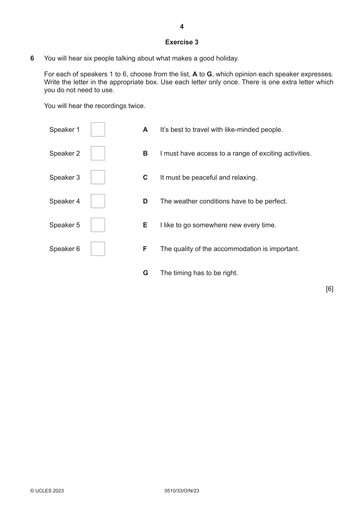 Cambridge IGCSE English - Second Language (oral endorsement) 0510 2023 Oct/Nov Paper 3 · Variant 3 question paper, page 4 of 8