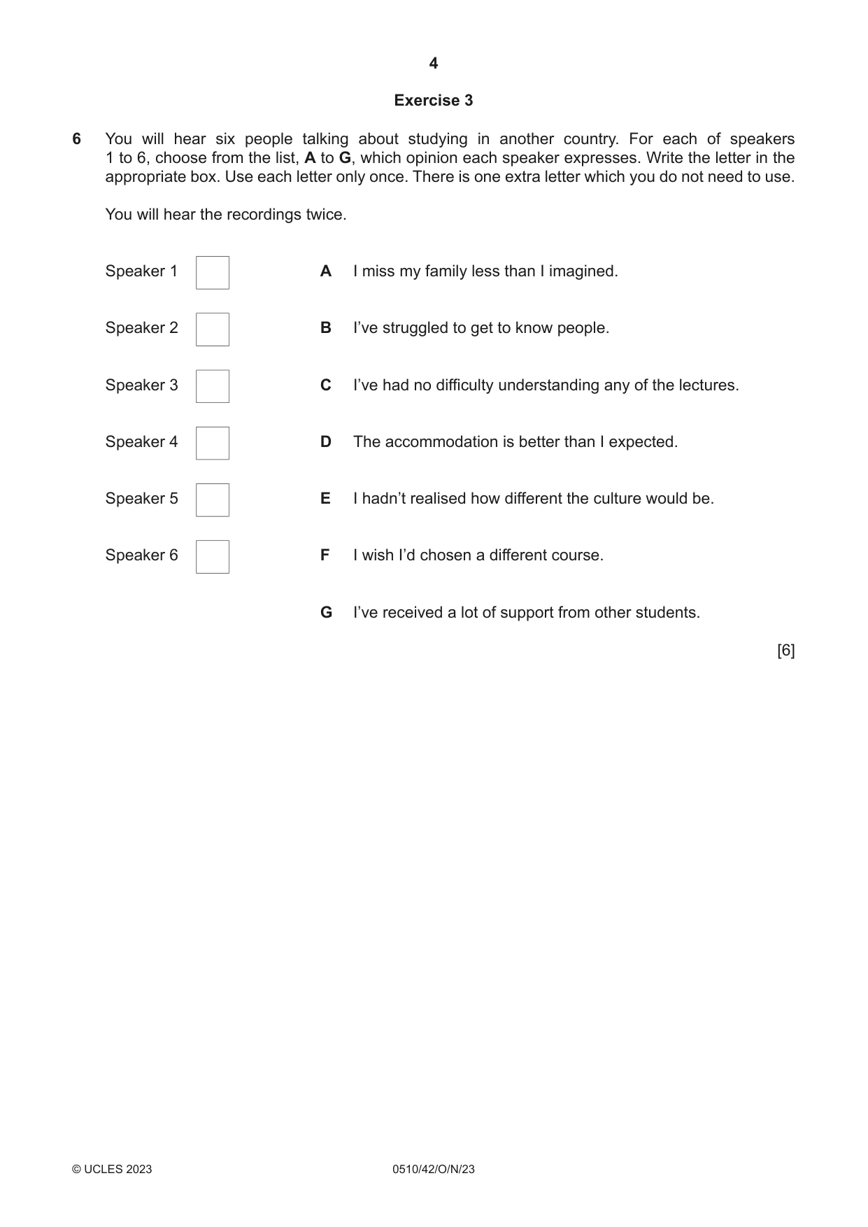 Cambridge IGCSE English - Second Language (oral endorsement) 0510 2023 Oct/Nov Paper 4 · Variant 2 question paper, page 4 of 12