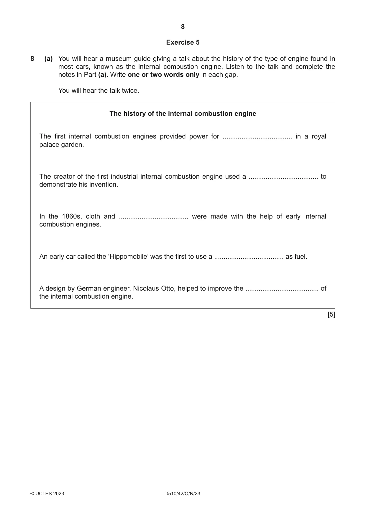 Cambridge IGCSE English - Second Language (oral endorsement) 0510 2023 Oct/Nov Paper 4 · Variant 2 question paper, page 8 of 12