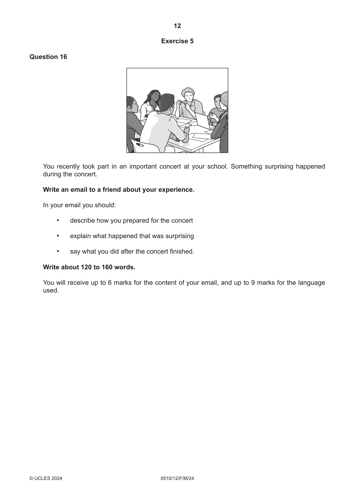 Cambridge IGCSE English - Second Language (oral endorsement) 0510 2024 Feb/March Paper 1 · Variant 2 question paper, page 12 of 16