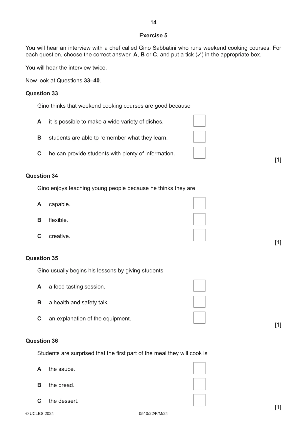 Cambridge IGCSE English - Second Language (oral endorsement) 0510 2024 Feb/March Paper 2 · Variant 2 question paper, page 14 of 16
