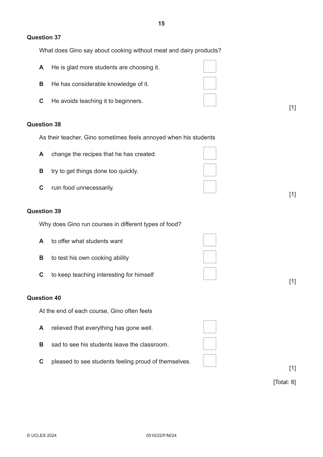 Cambridge IGCSE English - Second Language (oral endorsement) 0510 2024 Feb/March Paper 2 · Variant 2 question paper, page 15 of 16