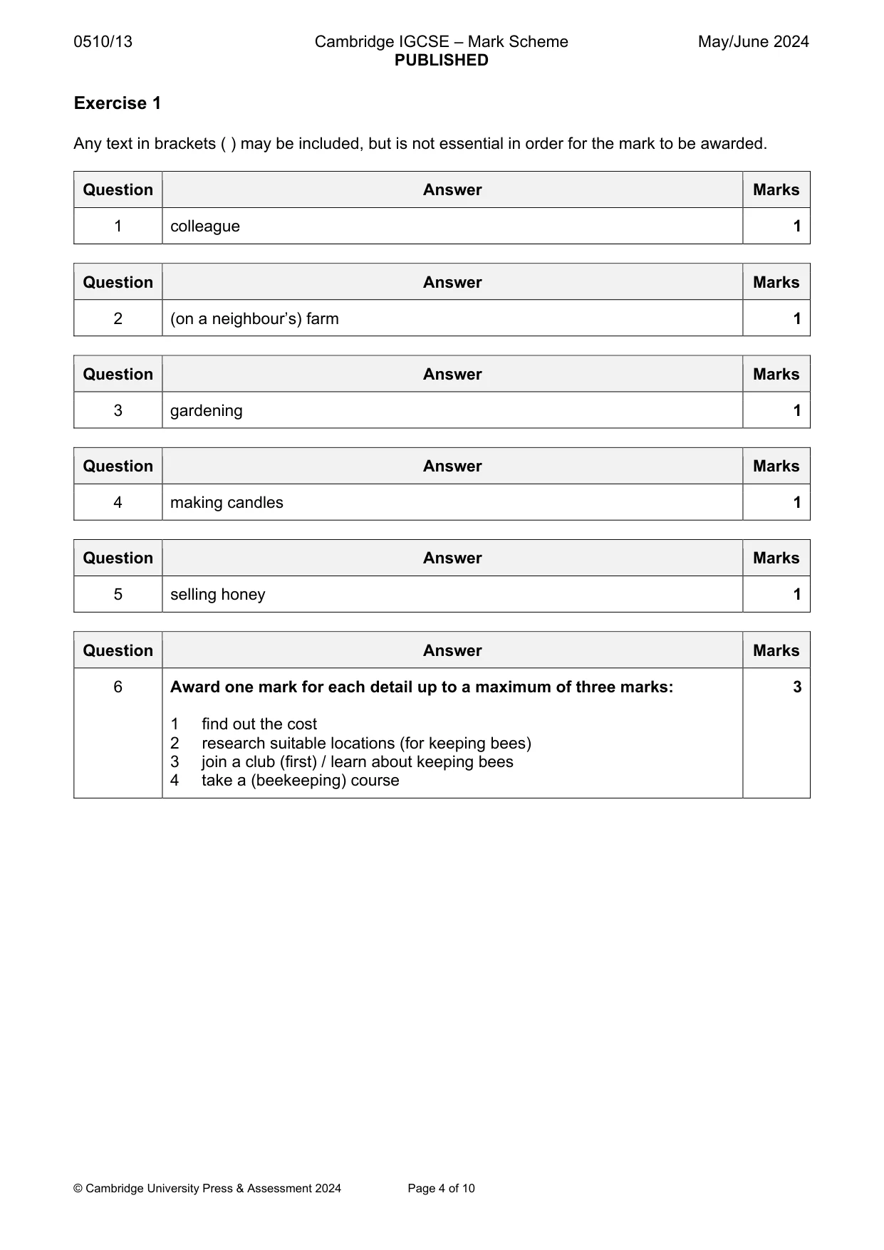 Mark scheme, page 4 of 10