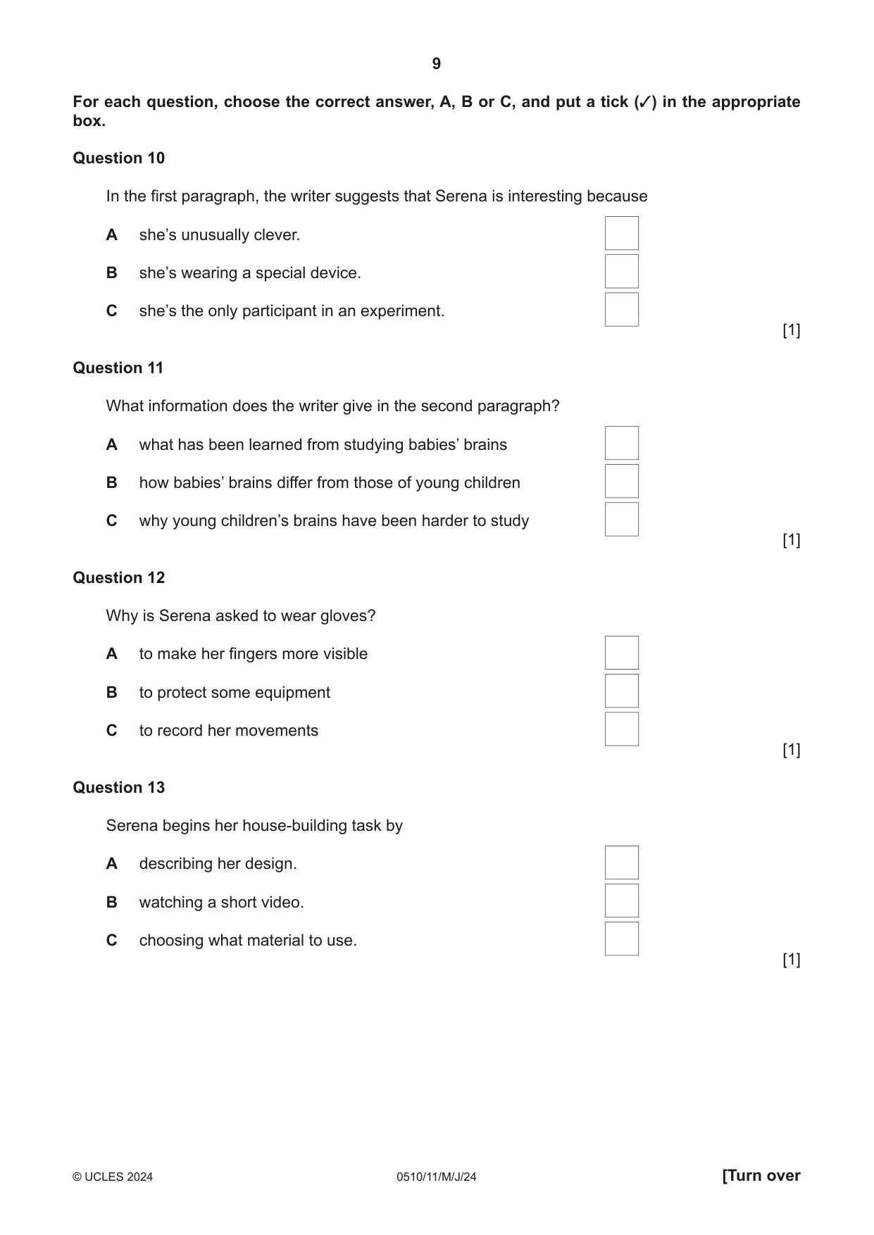 Cambridge IGCSE English - Second Language (oral endorsement) 0510 2024 May/June Paper 1 · Variant 1 question paper, page 9 of 16