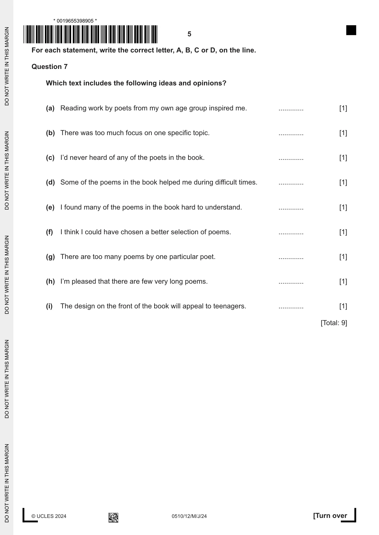 Cambridge IGCSE English - Second Language (oral endorsement) 0510 2024 May/June Paper 1 · Variant 2 question paper, page 5 of 16