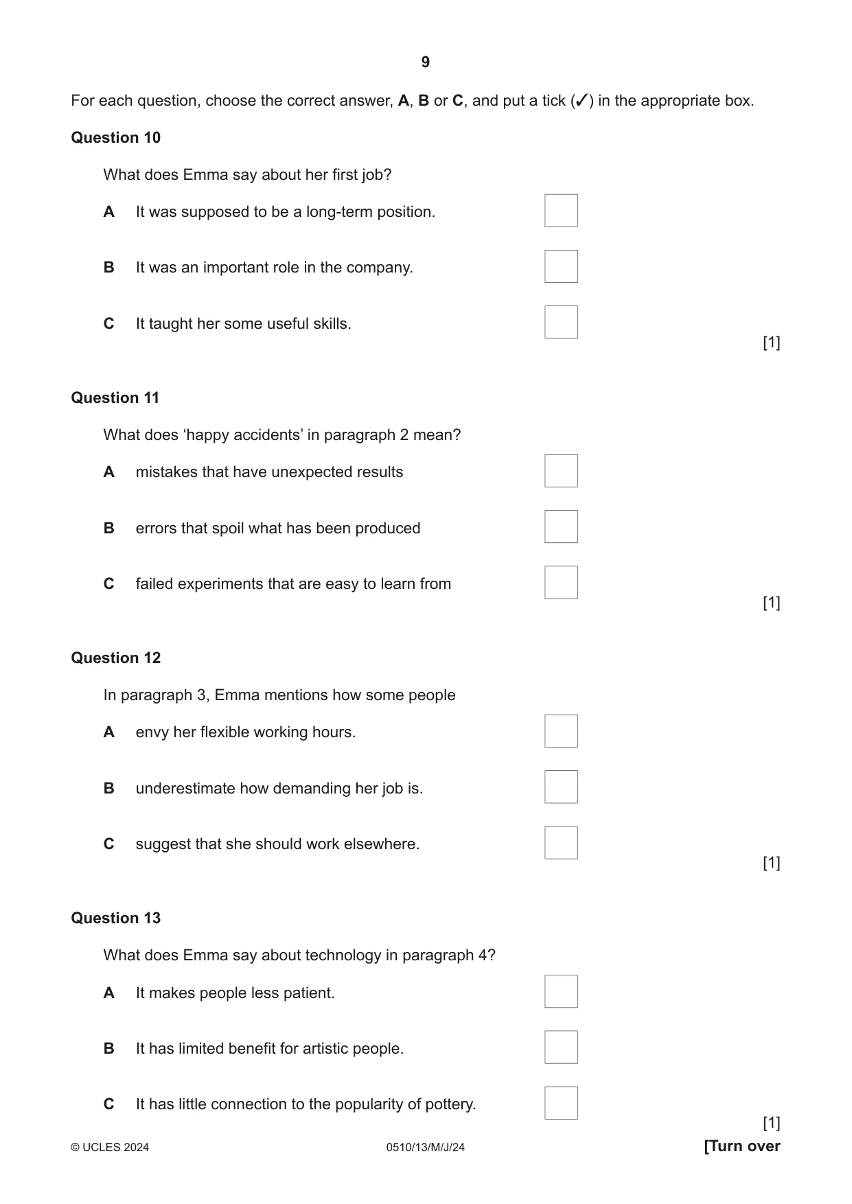 Cambridge IGCSE English - Second Language (oral endorsement) 0510 2024 May/June Paper 1 · Variant 3 question paper, page 9 of 16