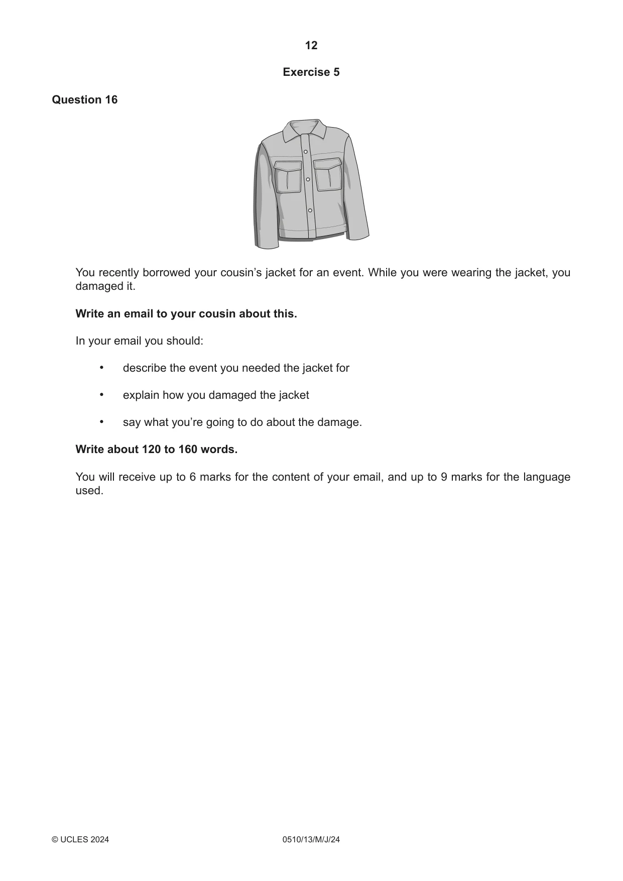 Cambridge IGCSE English - Second Language (oral endorsement) 0510 2024 May/June Paper 1 · Variant 3 question paper, page 12 of 16