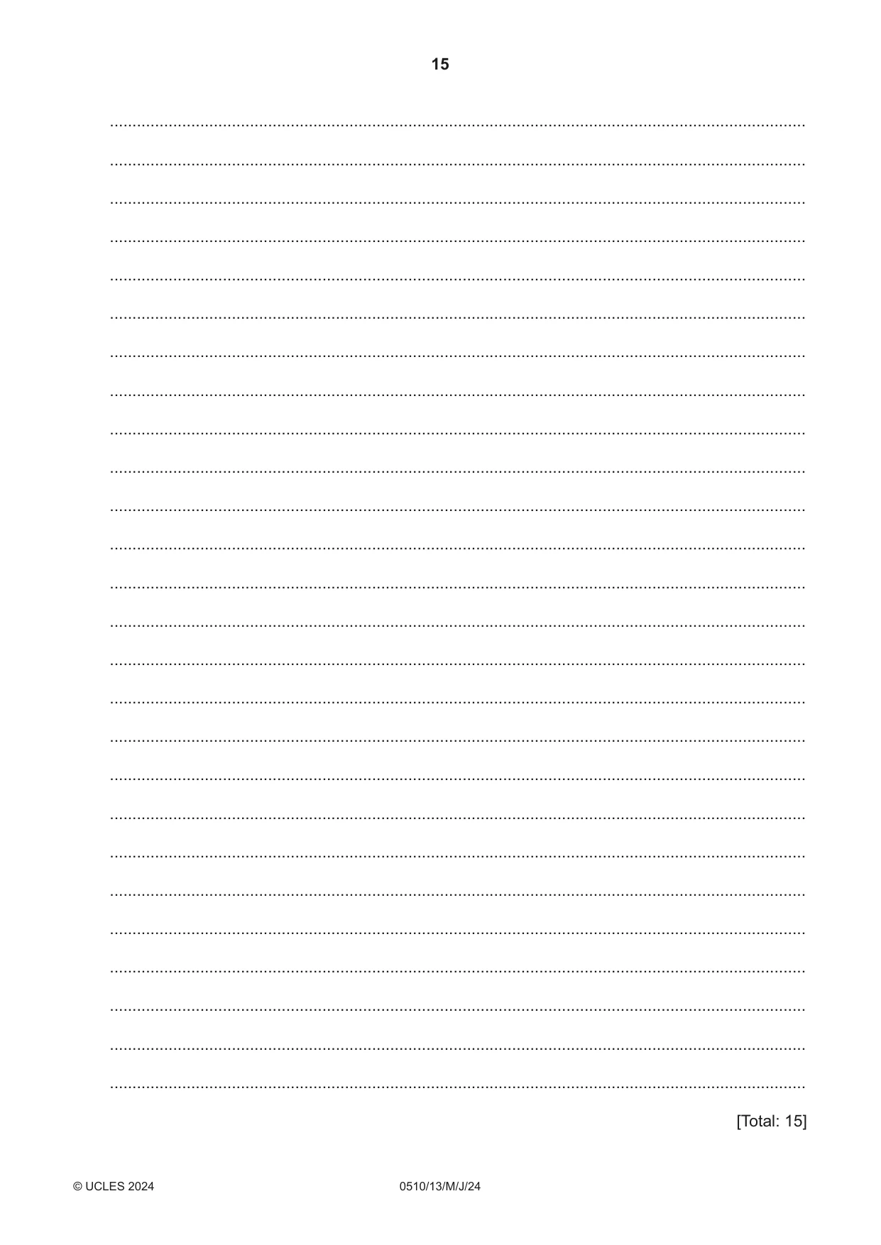 Cambridge IGCSE English - Second Language (oral endorsement) 0510 2024 May/June Paper 1 · Variant 3 question paper, page 15 of 16