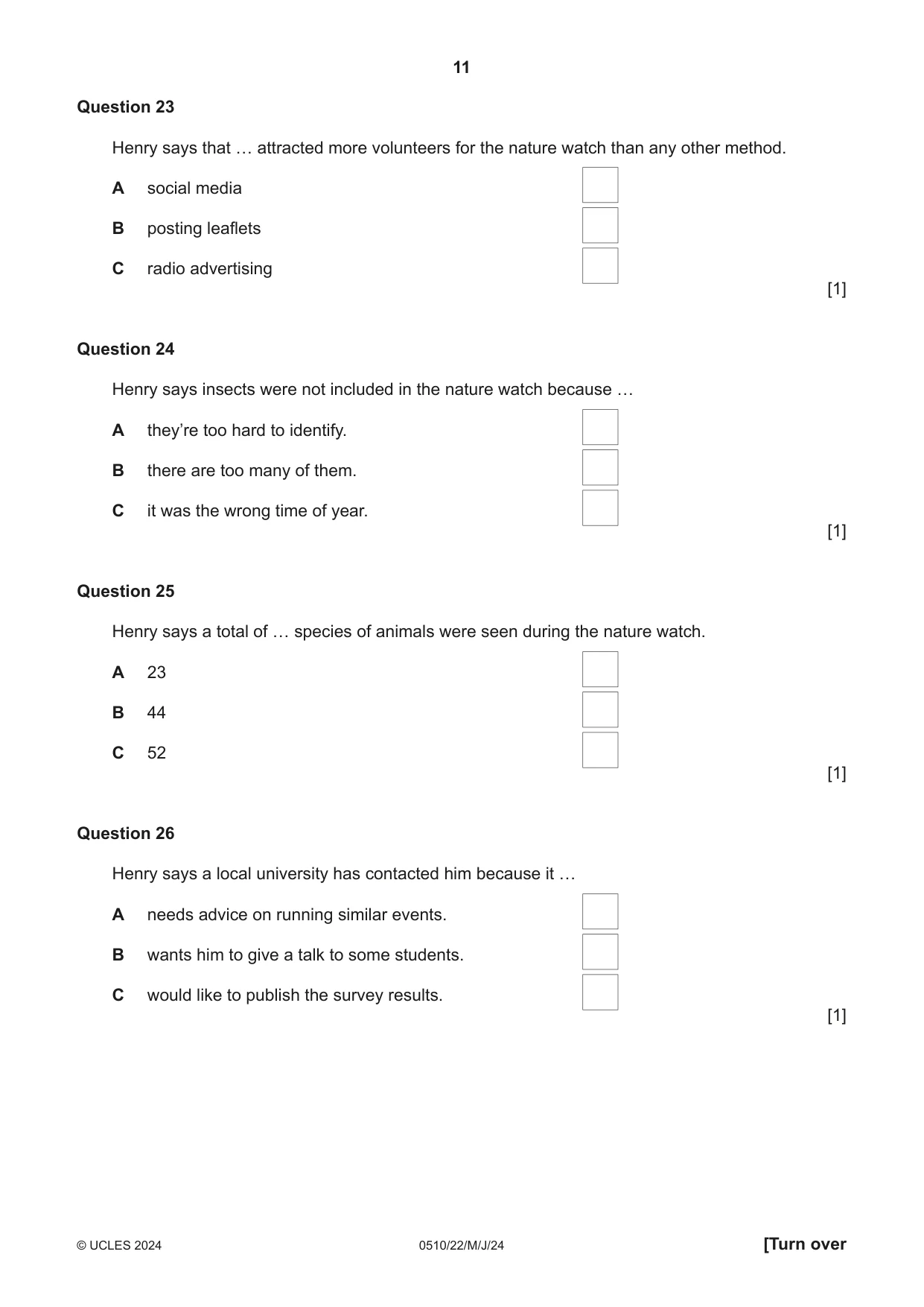 Cambridge IGCSE English - Second Language (oral endorsement) 0510 2024 May/June Paper 2 · Variant 2 question paper, page 11 of 16