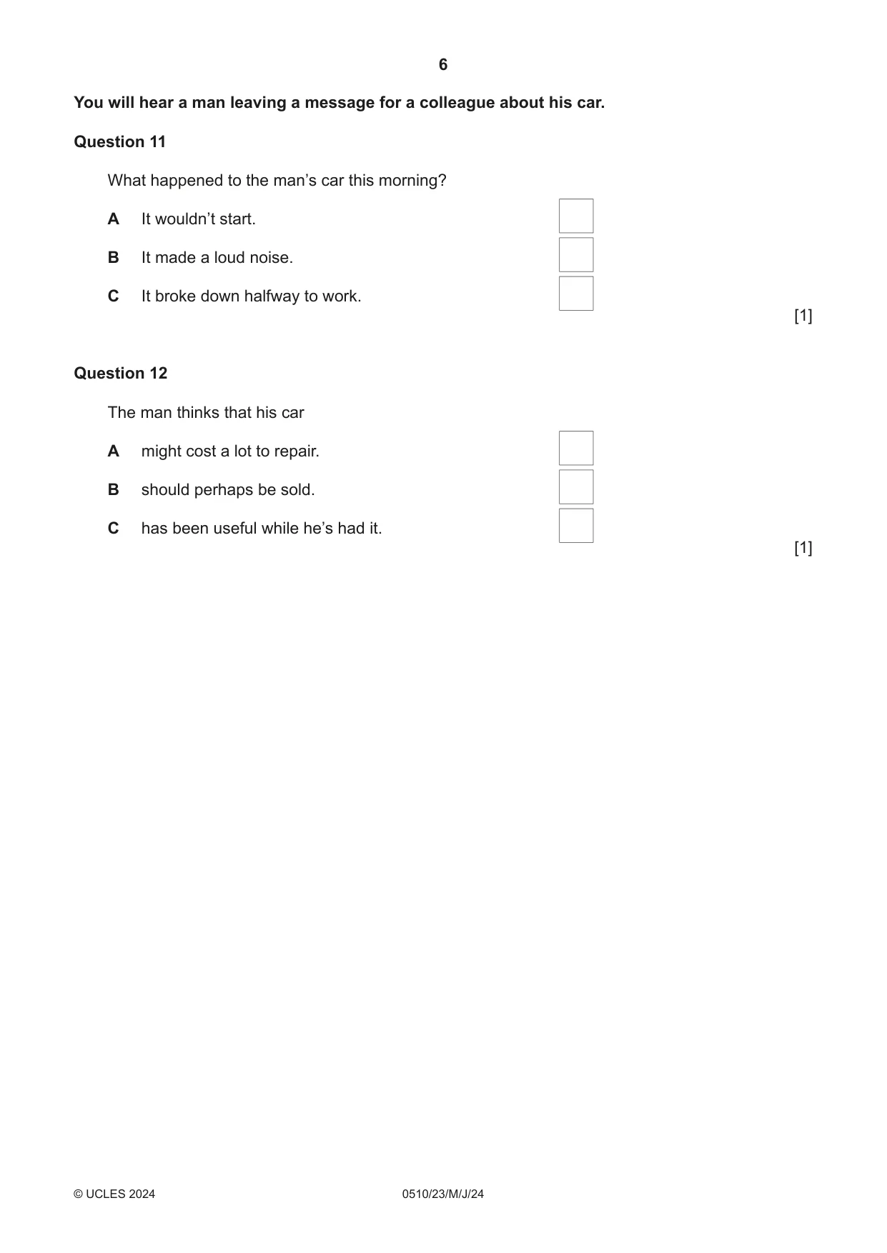 Cambridge IGCSE English - Second Language (oral endorsement) 0510 2024 May/June Paper 2 · Variant 3 question paper, page 6 of 16