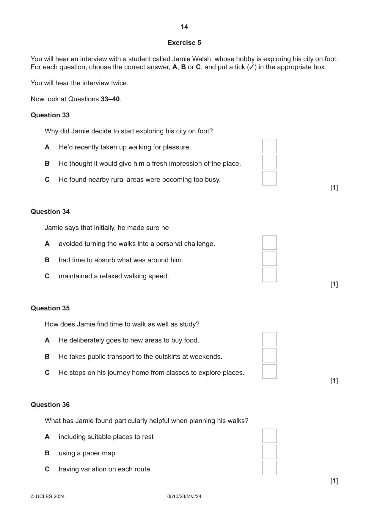 Cambridge IGCSE English - Second Language (oral endorsement) 0510 2024 May/June Paper 2 · Variant 3 question paper, page 14 of 16
