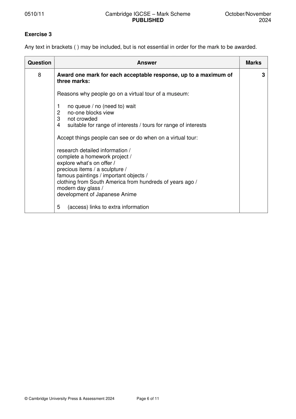 Mark scheme, page 6 of 11