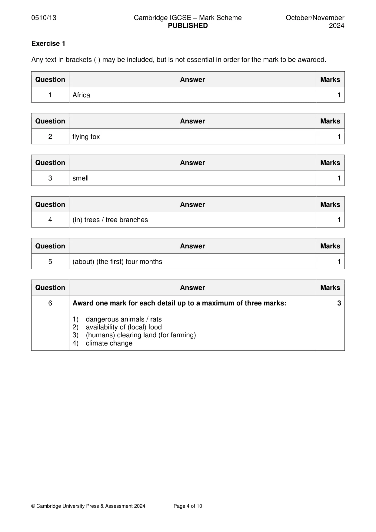 Mark scheme, page 4 of 10