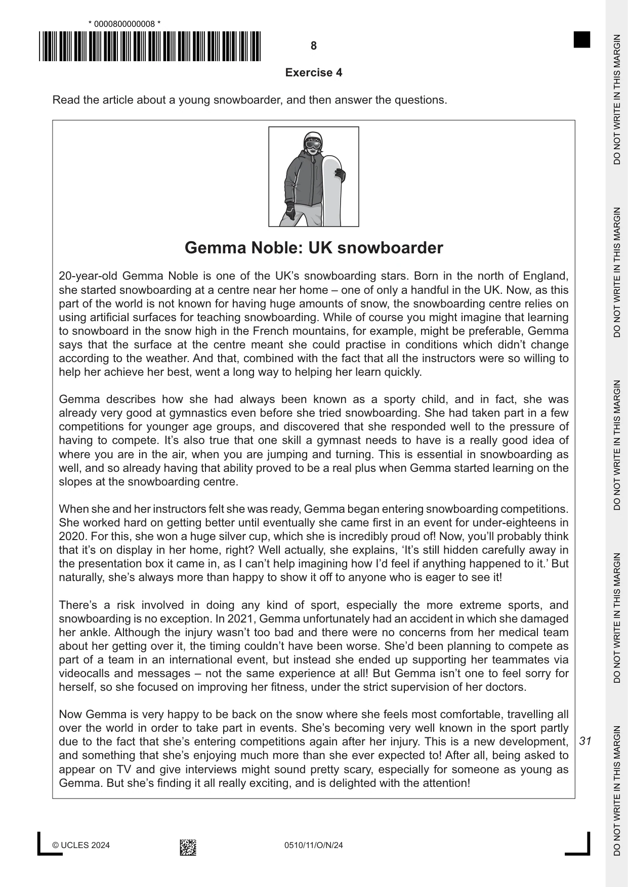 Cambridge IGCSE English - Second Language (oral endorsement) 0510 2024 Oct/Nov Paper 1 · Variant 1 question paper, page 8 of 16