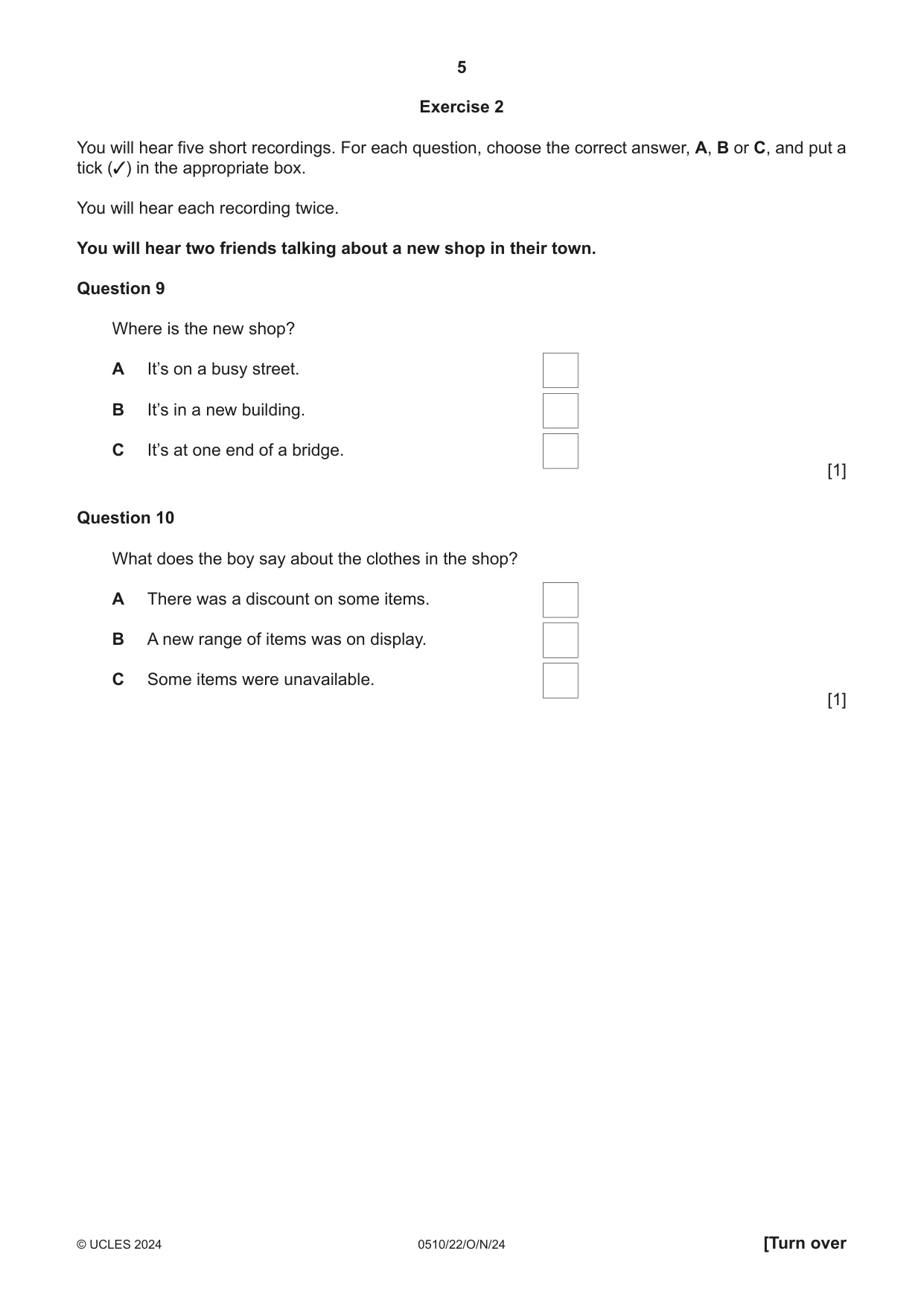 Cambridge IGCSE English - Second Language (oral endorsement) 0510 2024 Oct/Nov Paper 2 · Variant 2 question paper, page 5 of 16