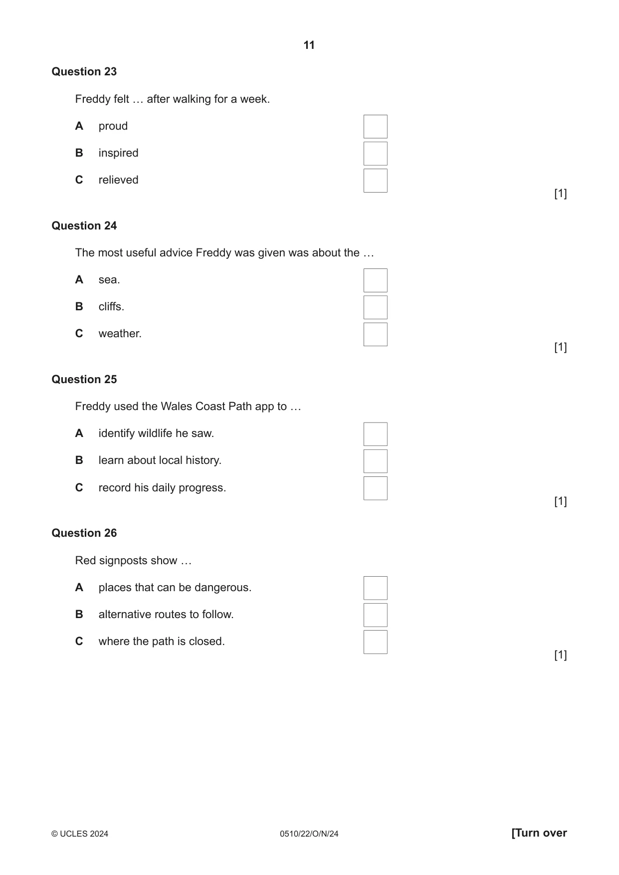 Cambridge IGCSE English - Second Language (oral endorsement) 0510 2024 Oct/Nov Paper 2 · Variant 2 question paper, page 11 of 16