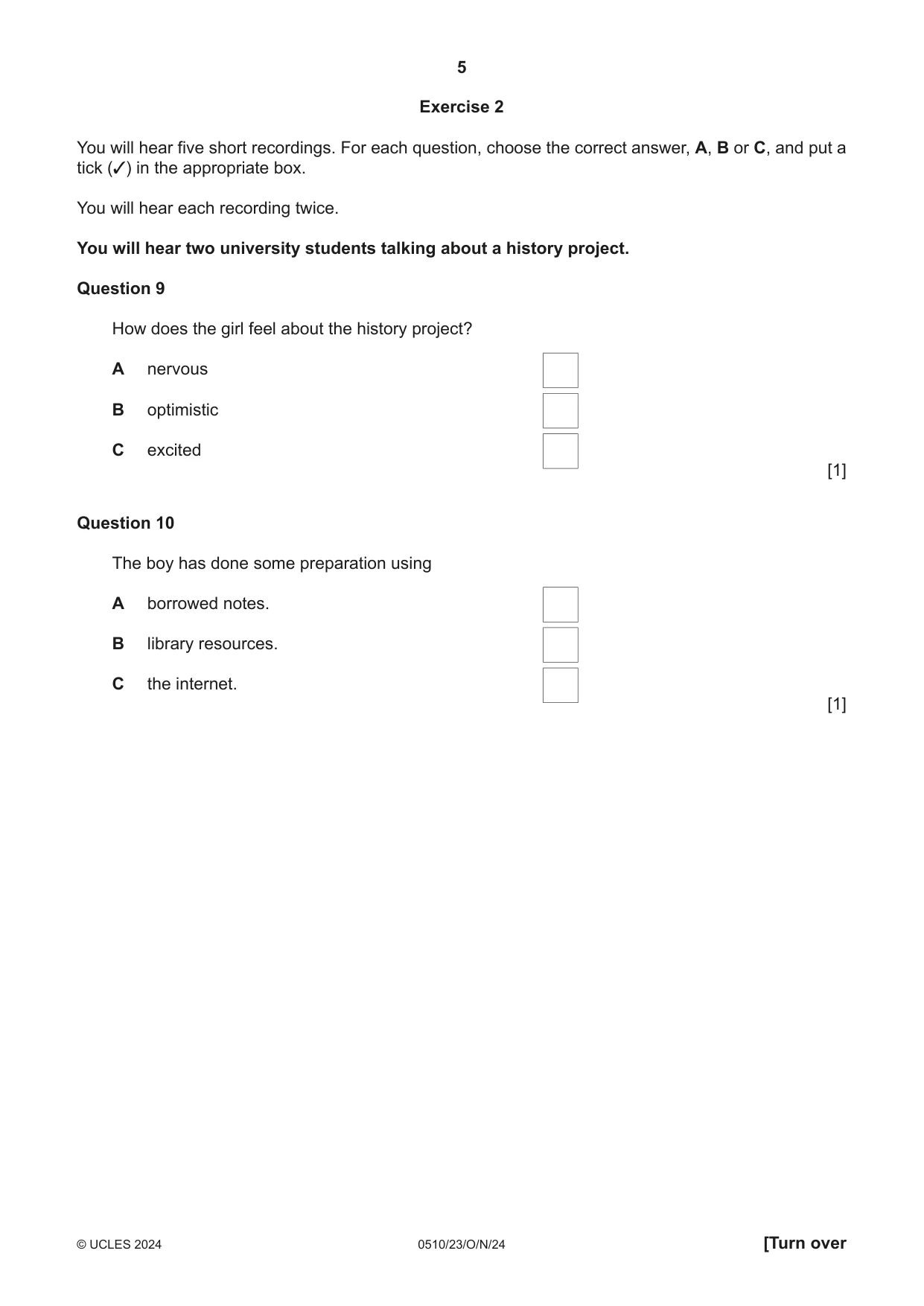 Cambridge IGCSE English - Second Language (oral endorsement) 0510 2024 Oct/Nov Paper 2 · Variant 3 question paper, page 5 of 16