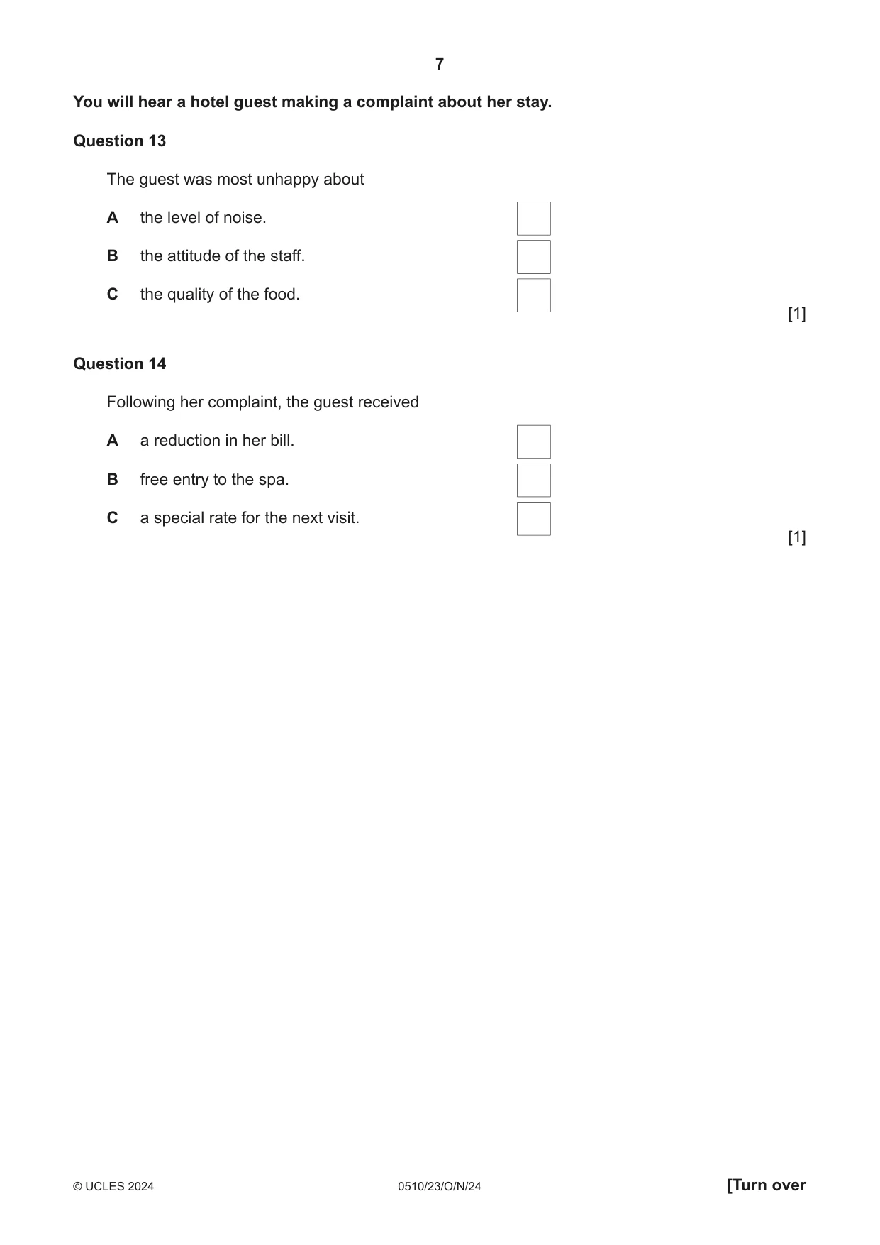 Cambridge IGCSE English - Second Language (oral endorsement) 0510 2024 Oct/Nov Paper 2 · Variant 3 question paper, page 7 of 16