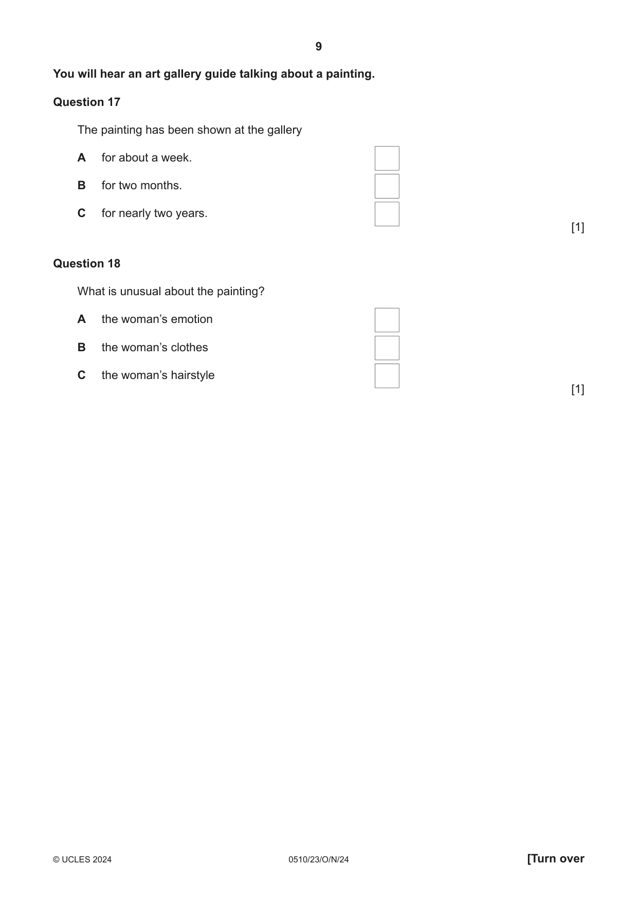 Cambridge IGCSE English - Second Language (oral endorsement) 0510 2024 Oct/Nov Paper 2 · Variant 3 question paper, page 9 of 16