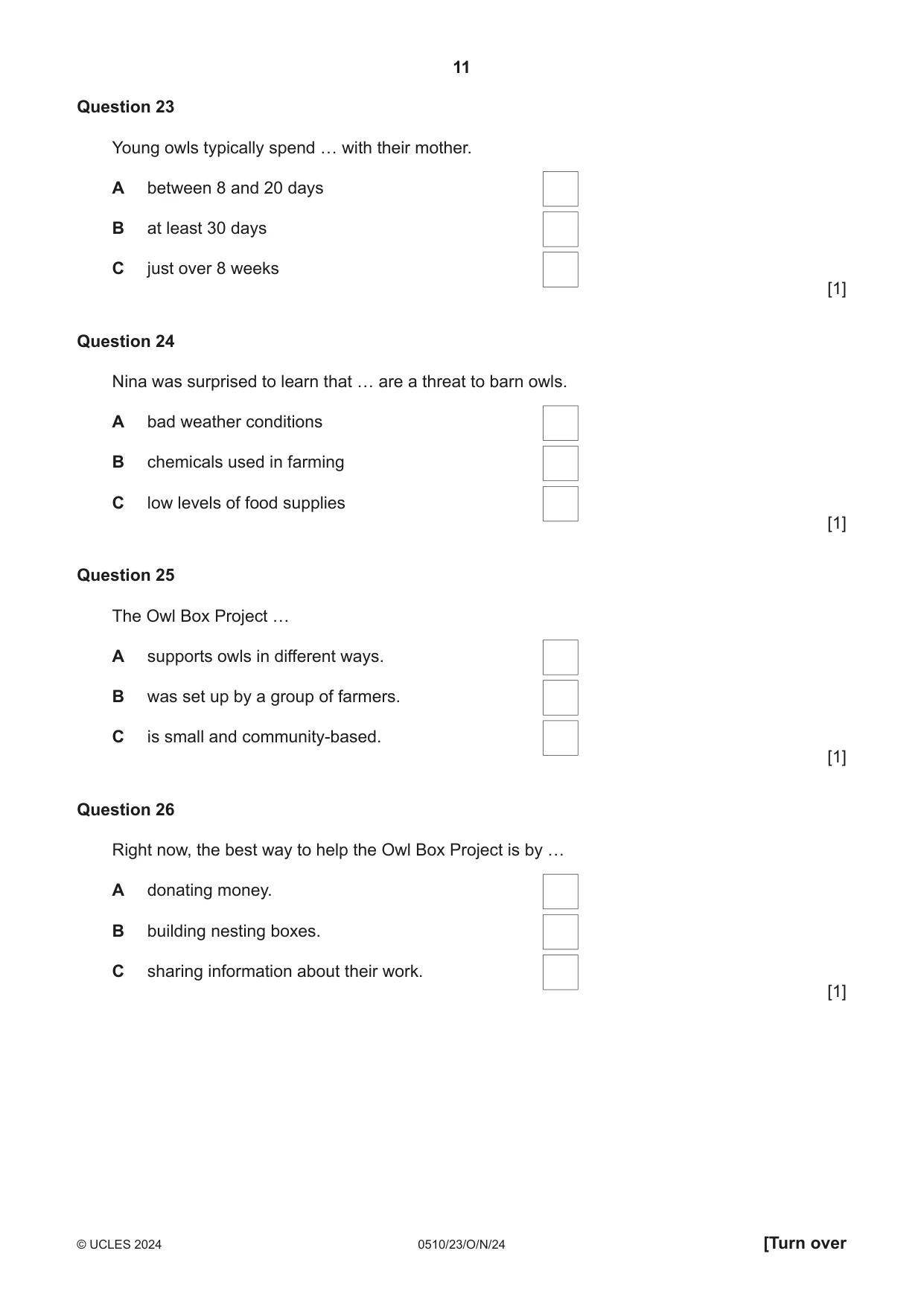 Cambridge IGCSE English - Second Language (oral endorsement) 0510 2024 Oct/Nov Paper 2 · Variant 3 question paper, page 11 of 16