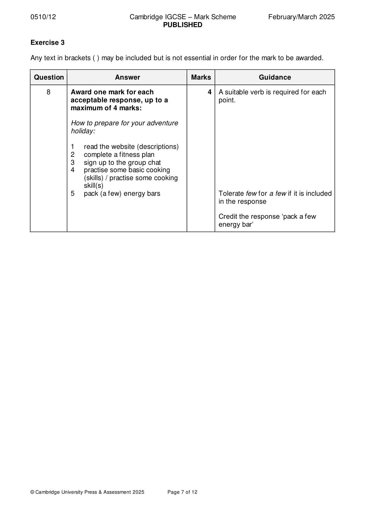 Mark scheme, page 7 of 12