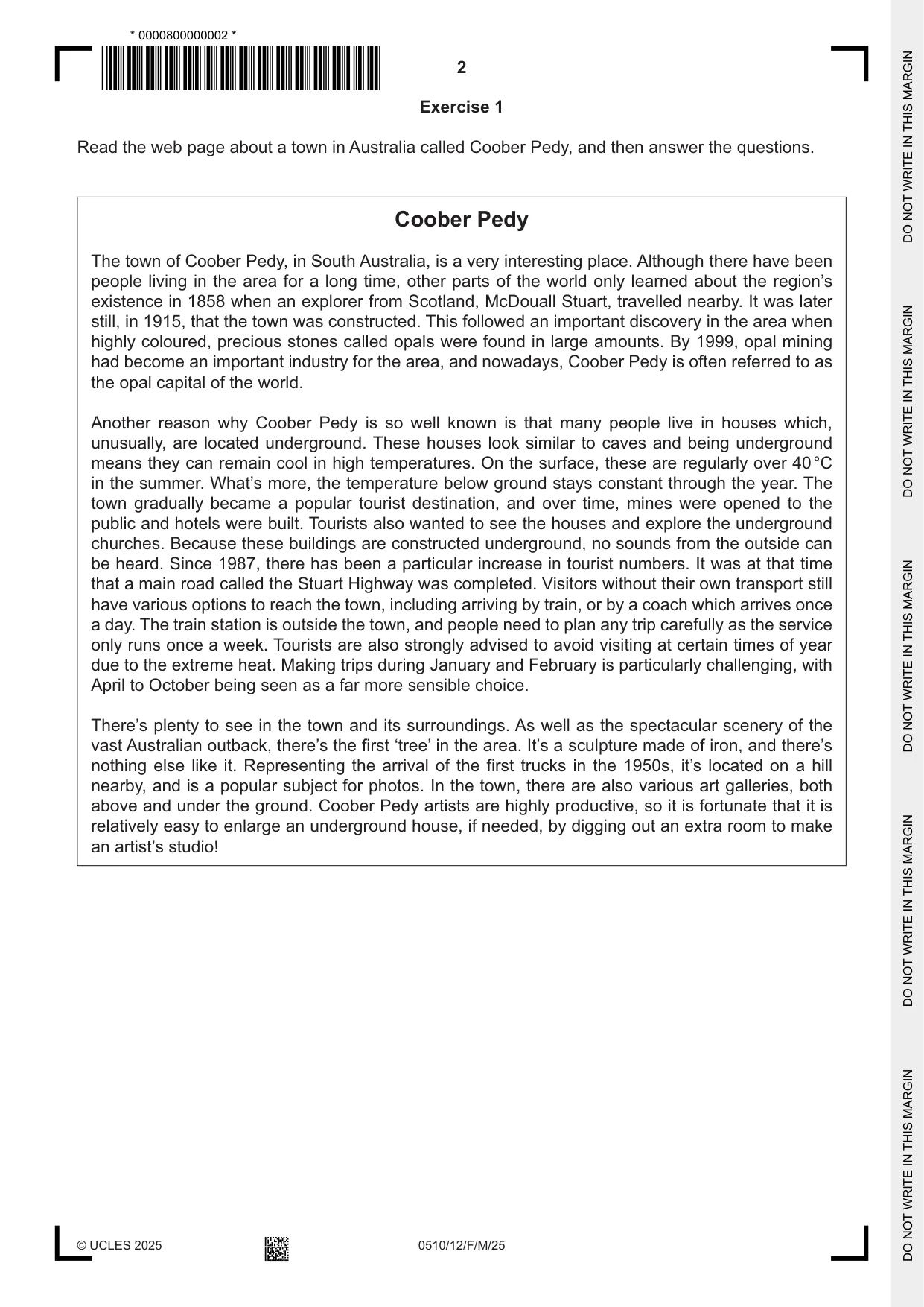 Cambridge IGCSE English - Second Language (oral endorsement) 0510 2025 Feb/March Paper 1 · Variant 2 question paper, page 2 of 16