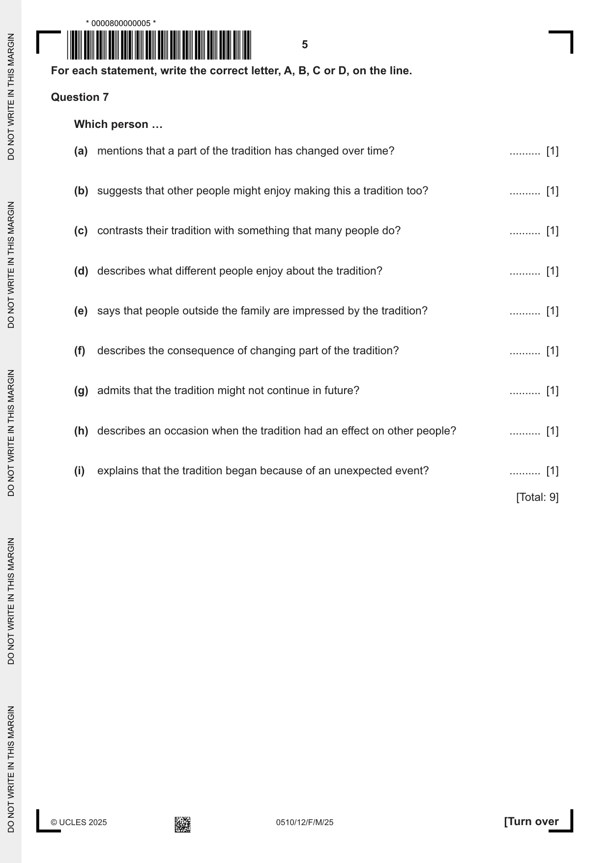 Cambridge IGCSE English - Second Language (oral endorsement) 0510 2025 Feb/March Paper 1 · Variant 2 question paper, page 5 of 16