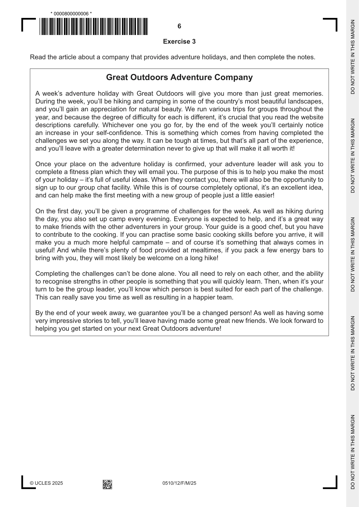 Cambridge IGCSE English - Second Language (oral endorsement) 0510 2025 Feb/March Paper 1 · Variant 2 question paper, page 6 of 16
