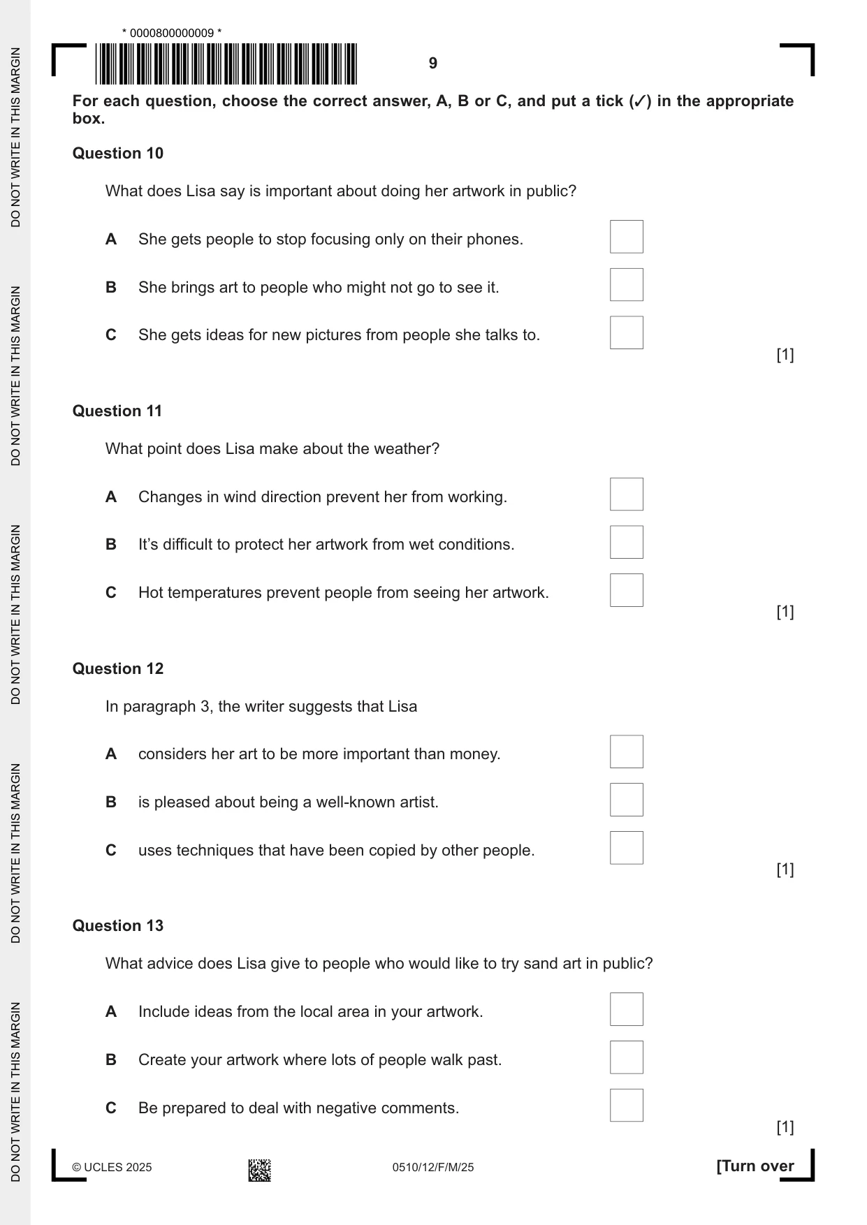 Cambridge IGCSE English - Second Language (oral endorsement) 0510 2025 Feb/March Paper 1 · Variant 2 question paper, page 9 of 16