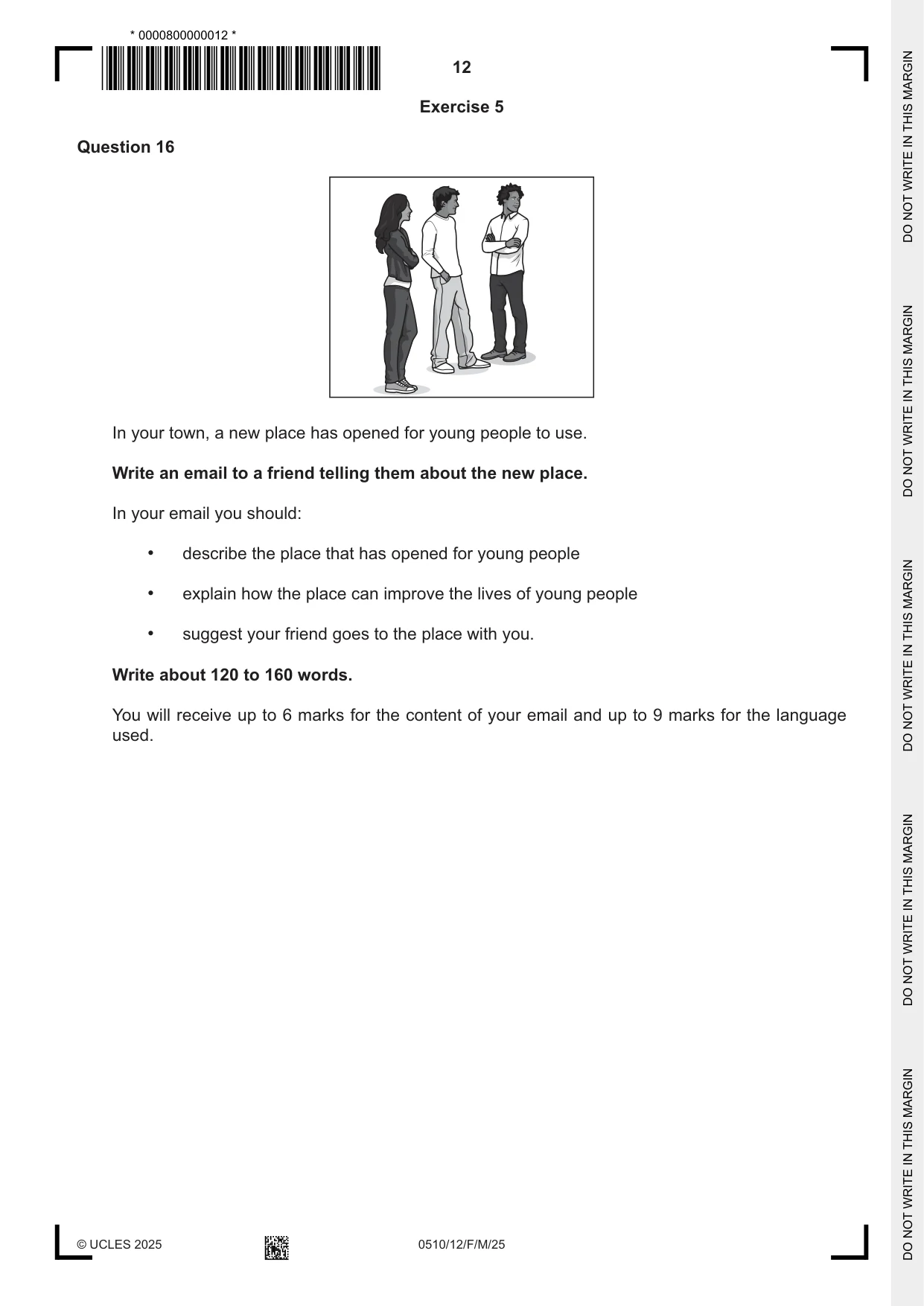 Cambridge IGCSE English - Second Language (oral endorsement) 0510 2025 Feb/March Paper 1 · Variant 2 question paper, page 12 of 16