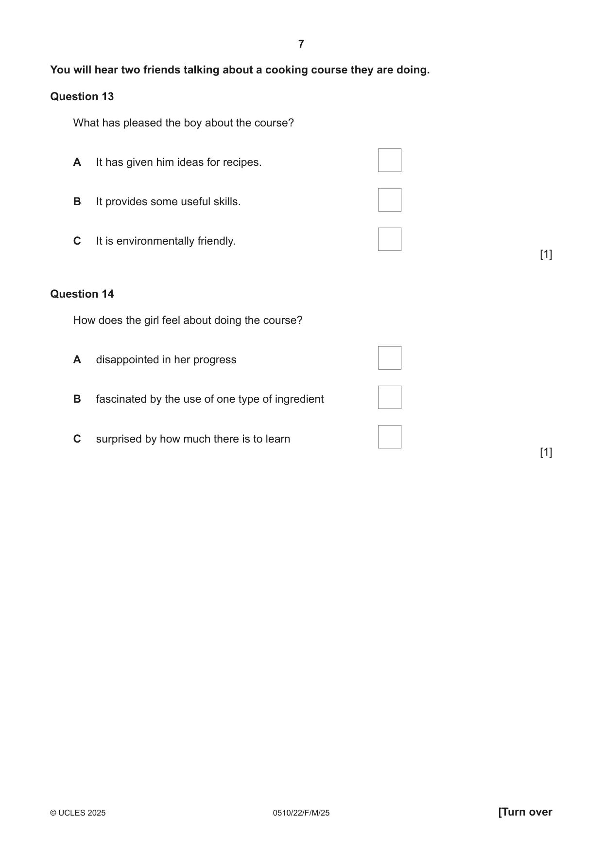 Cambridge IGCSE English - Second Language (oral endorsement) 0510 2025 Feb/March Paper 2 · Variant 2 question paper, page 7 of 16