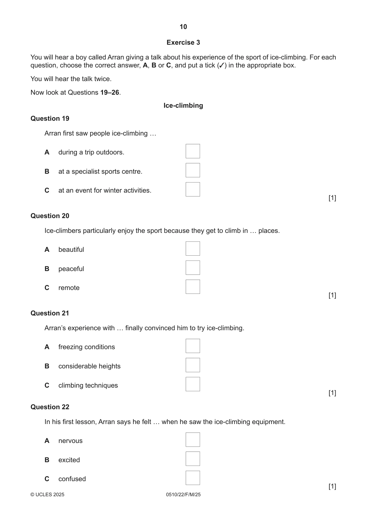 Cambridge IGCSE English - Second Language (oral endorsement) 0510 2025 Feb/March Paper 2 · Variant 2 question paper, page 10 of 16