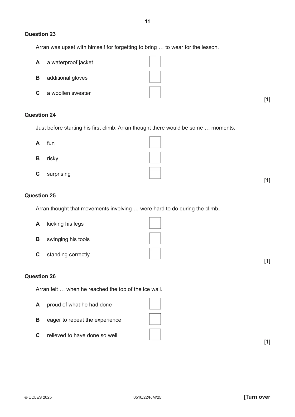 Cambridge IGCSE English - Second Language (oral endorsement) 0510 2025 Feb/March Paper 2 · Variant 2 question paper, page 11 of 16