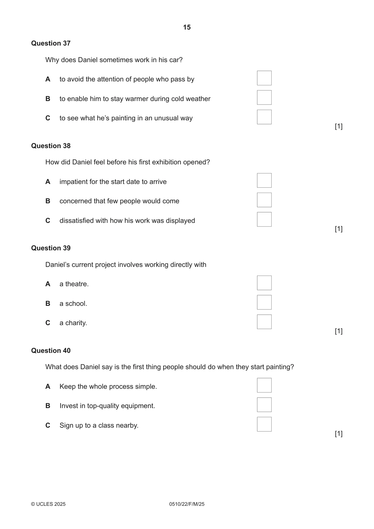 Cambridge IGCSE English - Second Language (oral endorsement) 0510 2025 Feb/March Paper 2 · Variant 2 question paper, page 15 of 16