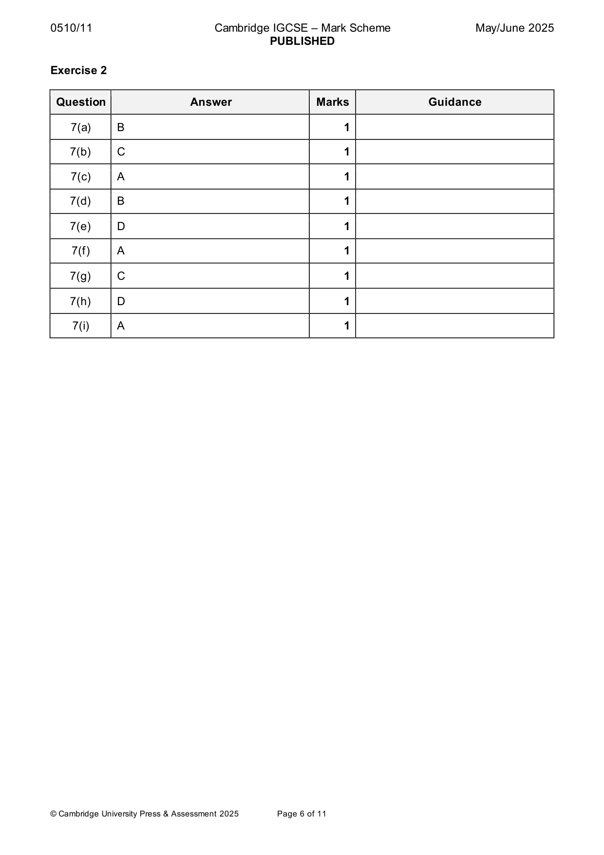 Mark scheme, page 6 of 11