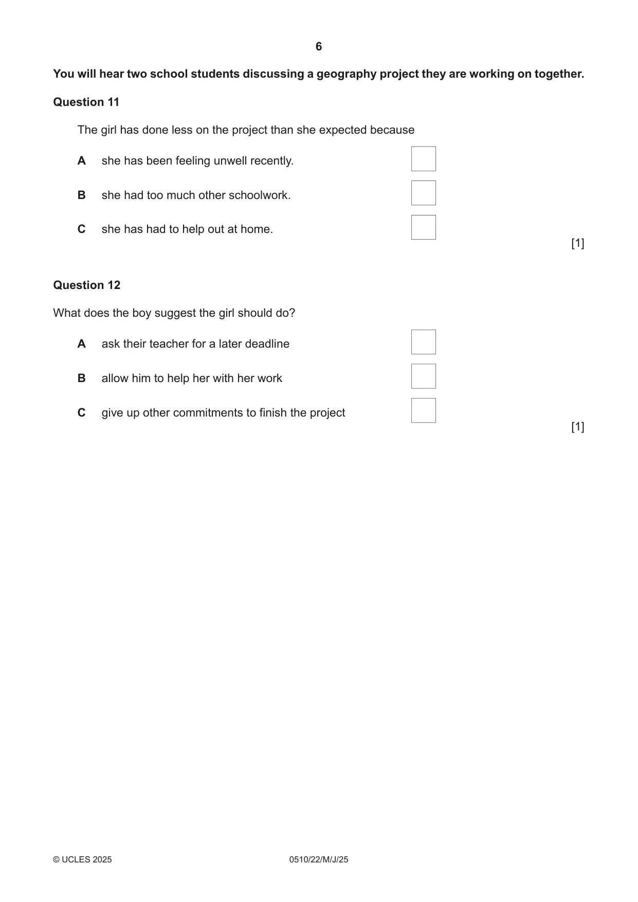 Cambridge IGCSE English - Second Language (oral endorsement) 0510 2025 May/June Paper 2 · Variant 2 question paper, page 6 of 16