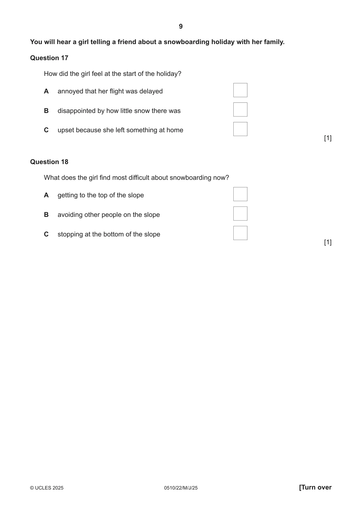 Cambridge IGCSE English - Second Language (oral endorsement) 0510 2025 May/June Paper 2 · Variant 2 question paper, page 9 of 16